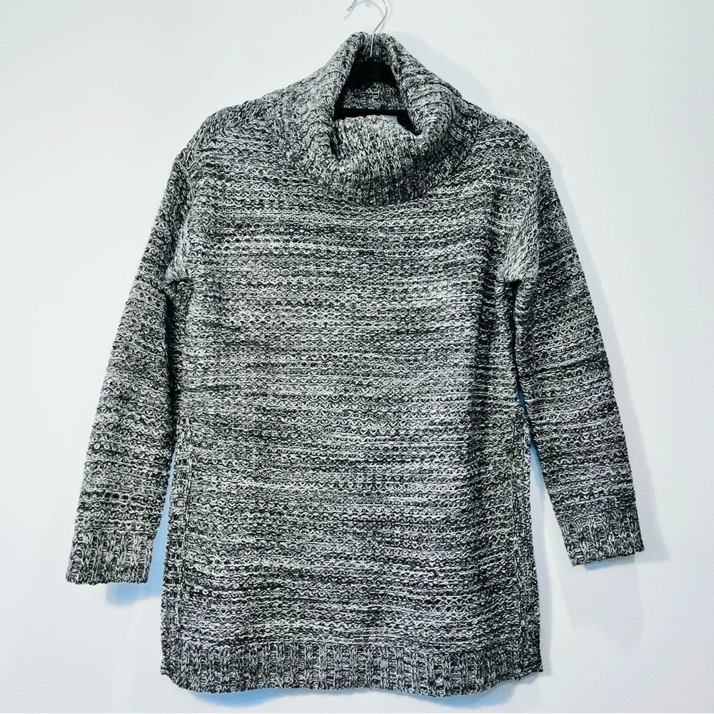 Vero Moda Cowl Neck Split Hem Tunic Black White Gray Knit Cowl Neck Sweater - Picture 2 of 10
